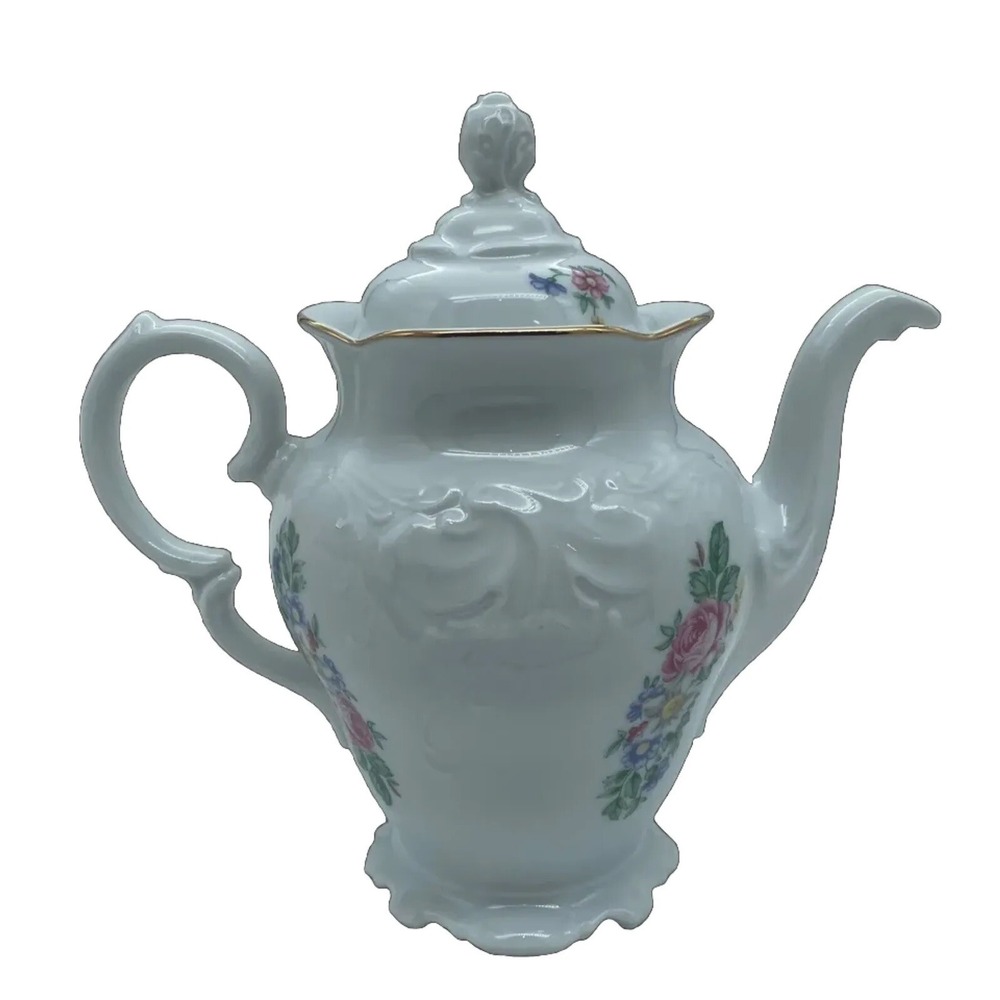 Wawel‎ Coffee /Tea Pot w/Lid White W/ Floral Pattern NW/OTs